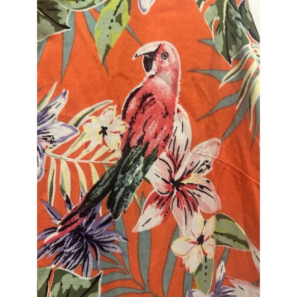 Caribbean Joe Hawaiian Tropical Maxi Dress Orange Sz Medium Floral Lace Detail - Picture 9 of 14